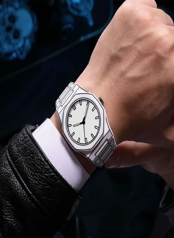 FANMIS Men's Anime-Inspired Watch Fashion Sketch Wristwatch Minimalist Creative Wormhole Design Stylish and Durable Timepiece for Men's Sports Watch (B White) - Image 3